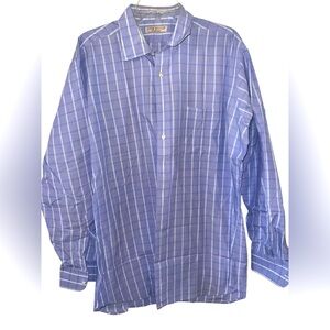 Nick Hilton Princeton Men’s Blue Plaid Dress Shirt 50” chest x 32” L